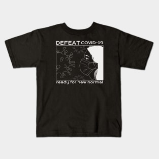 DEFEAT COVID-19: ready for new normal (white version) Kids T-Shirt